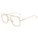 Roy Square Anti Blue Light Glasses Rectangle Frames Southood Gold clear